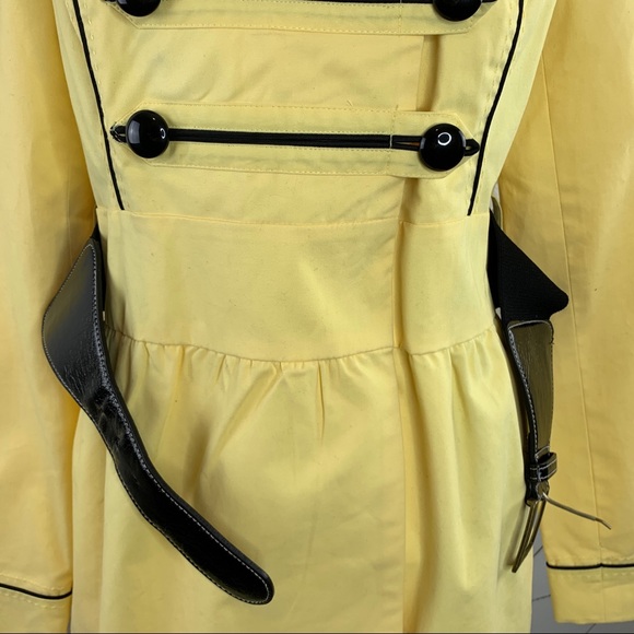 Candies Yellow Sargent Pepper Military Look 3/4 Classic Trench Coat Size Medium - Picture 7 of 15